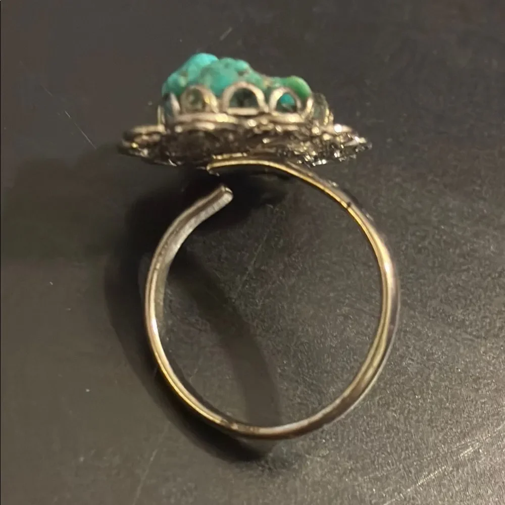 Vintage Faux Turquoise Silver Ring